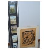(2) Wall Art Pcs w/ MCM German-style Woodcut