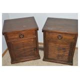 (2) Solid Wood Drawered & Cabinet Storage Night