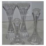 (4) Lead Crystal Candlesticks w/ Mikasa up to10'