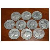 (10) 90% Silver US Washington Quarters