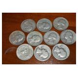 (10) 90% Silver US Washington Quarters