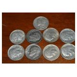 (8) 90% Silver US Roosevelt Dimes + 1 Mercury