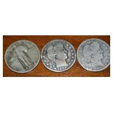 1892 & 1900 Barber 90% Silver Quarters + 1930