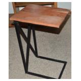 Modern Wood & Black Metal Tray Table 26t x 16x12