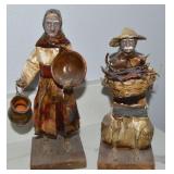 (2) Vtg Mexican Papier Mache Folk Art Figures 10.5
