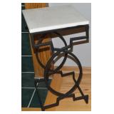 Modern Black Metal & White Marble Top Plant Stand