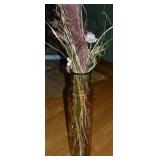 Smoky Grey Glass 29.5' tall Floor Vase + Spray