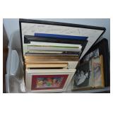 Lidded Tote of Framed Artwork, Photos and Picture