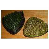 (8) Vtg Lancaster & Indiana Avocado Green Glass