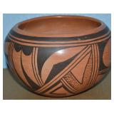 Freida Poleahla Hopi Black on Redware Pottery Bowl