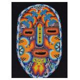 Mexican Huichol Beaded Wooden Shaman Mask