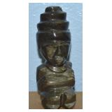 Vtg Carved Obsidian/Onyx Aztec Warrior Figure 4.25