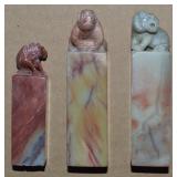 (3) Chinese Carved Stone Seal Stamps (Glenn,