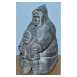 Vtg Inuit Carved Soapstone Figure Parent & Child