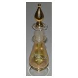 Vintage Etched Blown Art Glass Perfume Bottle