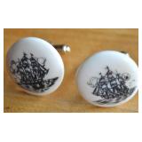 Vintage 1/20 12kgf Scrimshaw Ships Cufflinks