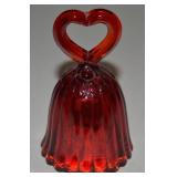 Vtg Fenton Amberina Art Glass Heart Handle Bell