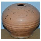 Signed Steve? Buck '86 Art Pottery Ribbed Jar 8'd