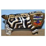 Laurel Burch Indonesia Painted Wood Lion Figure