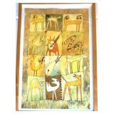 Karen Strohbeen Large Signed Field of Animals Fine