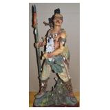 Vintage Resin Native American Warrior Statue 25.5t