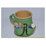 Vtg Pretty Ugly Pottery Wales Golf Themed Mug