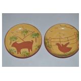 (2) Fairfield Folk Art FFA USA Redware Pottery