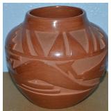 Santa Clara San Ildefonso Redware Art Pottery Jar