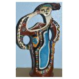 Vtg Abstract Figural Folk Art Handpainted Pottery