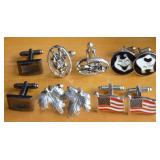 (5) Pairs Men's Cufflinks w/ American Flag, Leaves