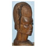 Makonde Tribal African Carved Wood Figural Bust 12