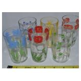 (6) MCM 3.5' Tall Swanky Swig Floral Juice Glasses