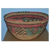 Vtg Handwoven Coiled Grass Hausa Basket 11.5diam