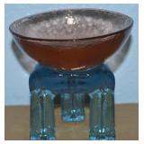 Hudson Beach Studio Art Glass 2pc Peach & Blue