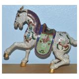 Vtg Chinese Cloisonne Enamel Rearing Horse Figure