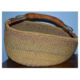 Vtg Handwoven Bolga Ghana Market Basket w/