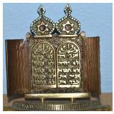 Vtg Israeli Brass Ten Commandments 5.5' tall