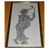 Vtg Thai Temple Charcoal Rubbing on Rice Paper