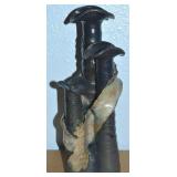 Signed Mayel? Art Pottery 3-Part Flower Vase 9.75t