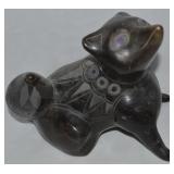 Vtg Mexican Black Etched Clay Pottery Raccoon Fig