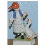 Herend Rothschild Porcelain Girl Feeding Goose Fig