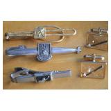 Vintage Men's Tie Bars & Cufflinks w/ Gold, Hockey