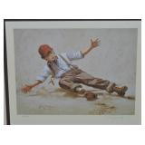 Jim Daly Signed LE Sliding Home Baseball Fine Art