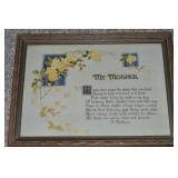 Vintage "My Mother" Motto Lithograph Framed Art