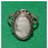 Vtg 800 Silver Cameo Ring SIze 7