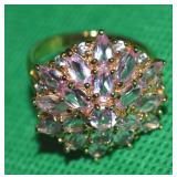 R 925 Sterling Silver Pink CZ Ring Size 8