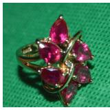 R 925 Sterling Silver Vermeil Lab Ruby & Diamond