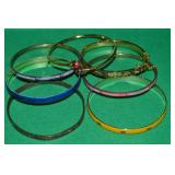 (7) Bangle Bracelet Lot w/ Cloisonne, Enamel +