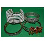 (4) Vintage-Contempo Bangle Bracelet Lot w/