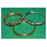 (3) Vintage Bangle Bracelets w/ Brushed Goldtone